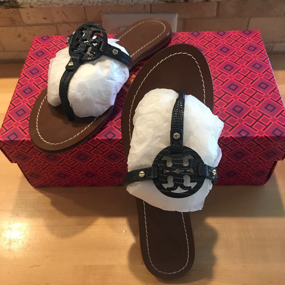 Tory Burch Blue Leather Mini Miller Sandal Size 6